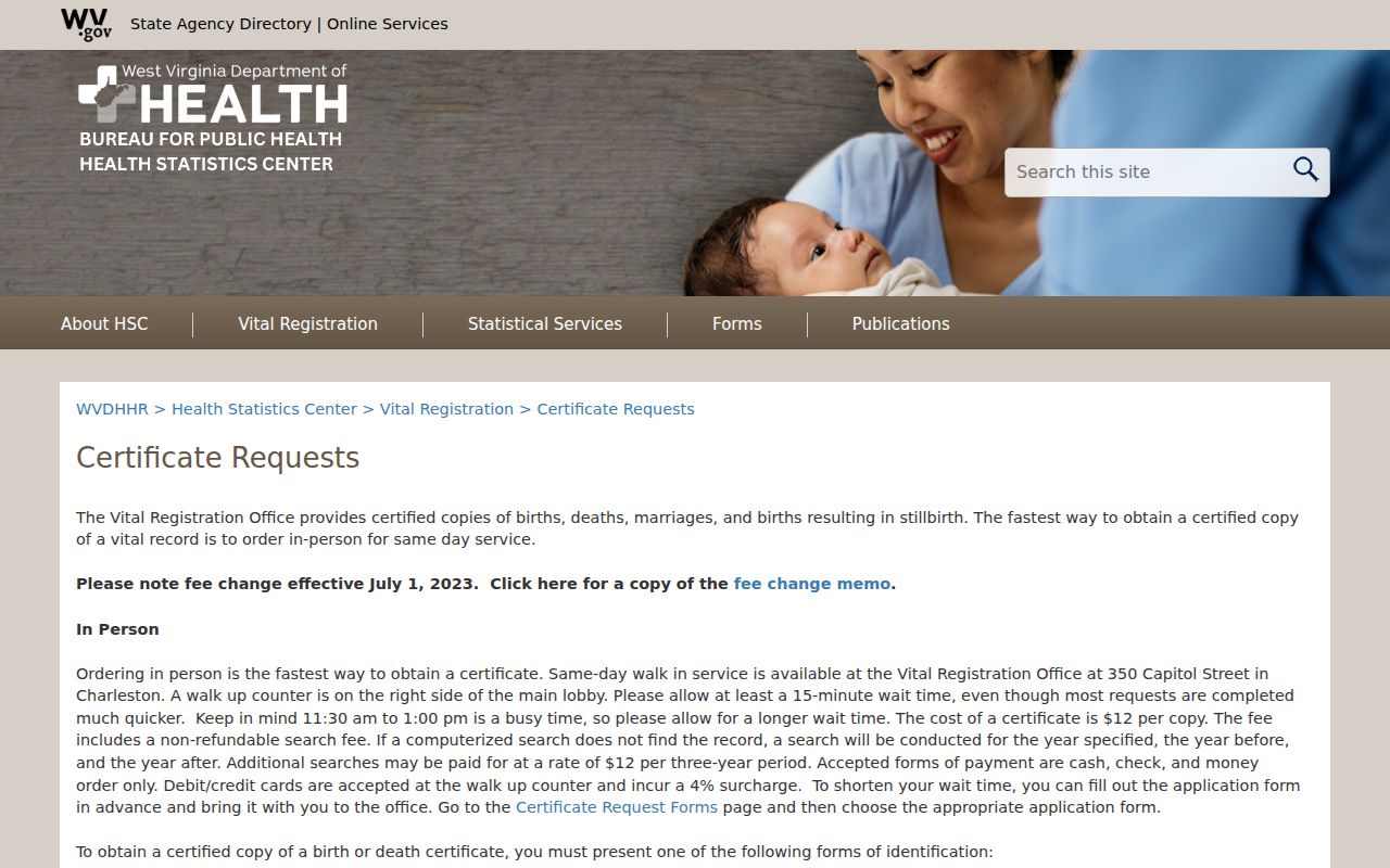 Braxton property records research using West Virginia Vital Registration