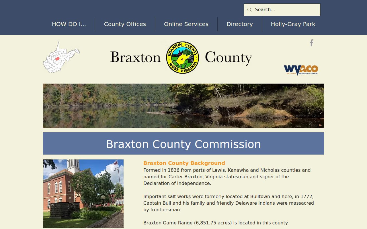 Braxton County history and Sutton county seat information