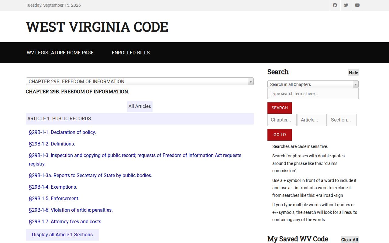 Braxton property records request rules under West Virginia FOIA